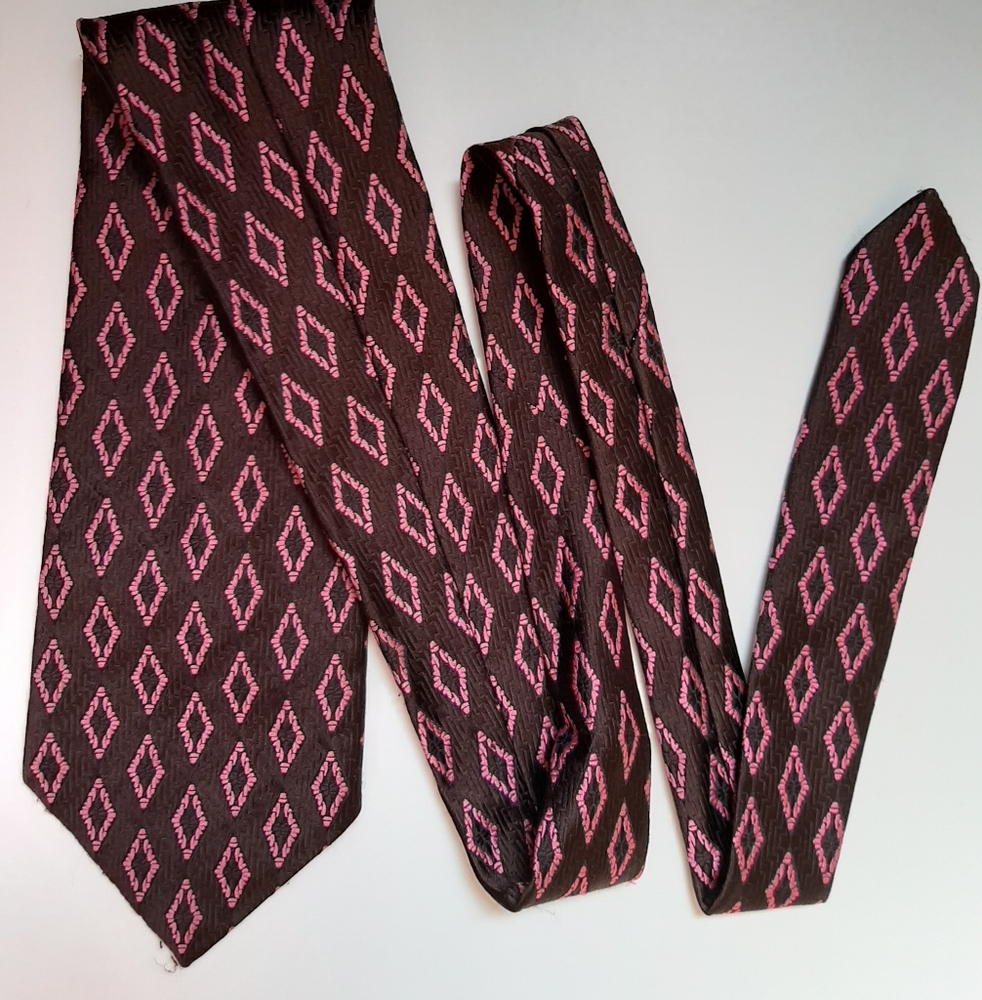 Louis Feraud Paris brown and pink vintage tie